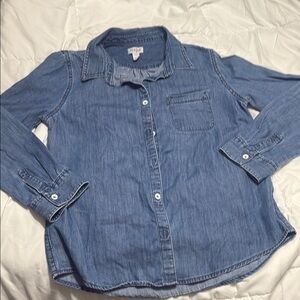 14-16 XL lightly wore Cat & Jack Blue Button Down Shirt Classic Denim